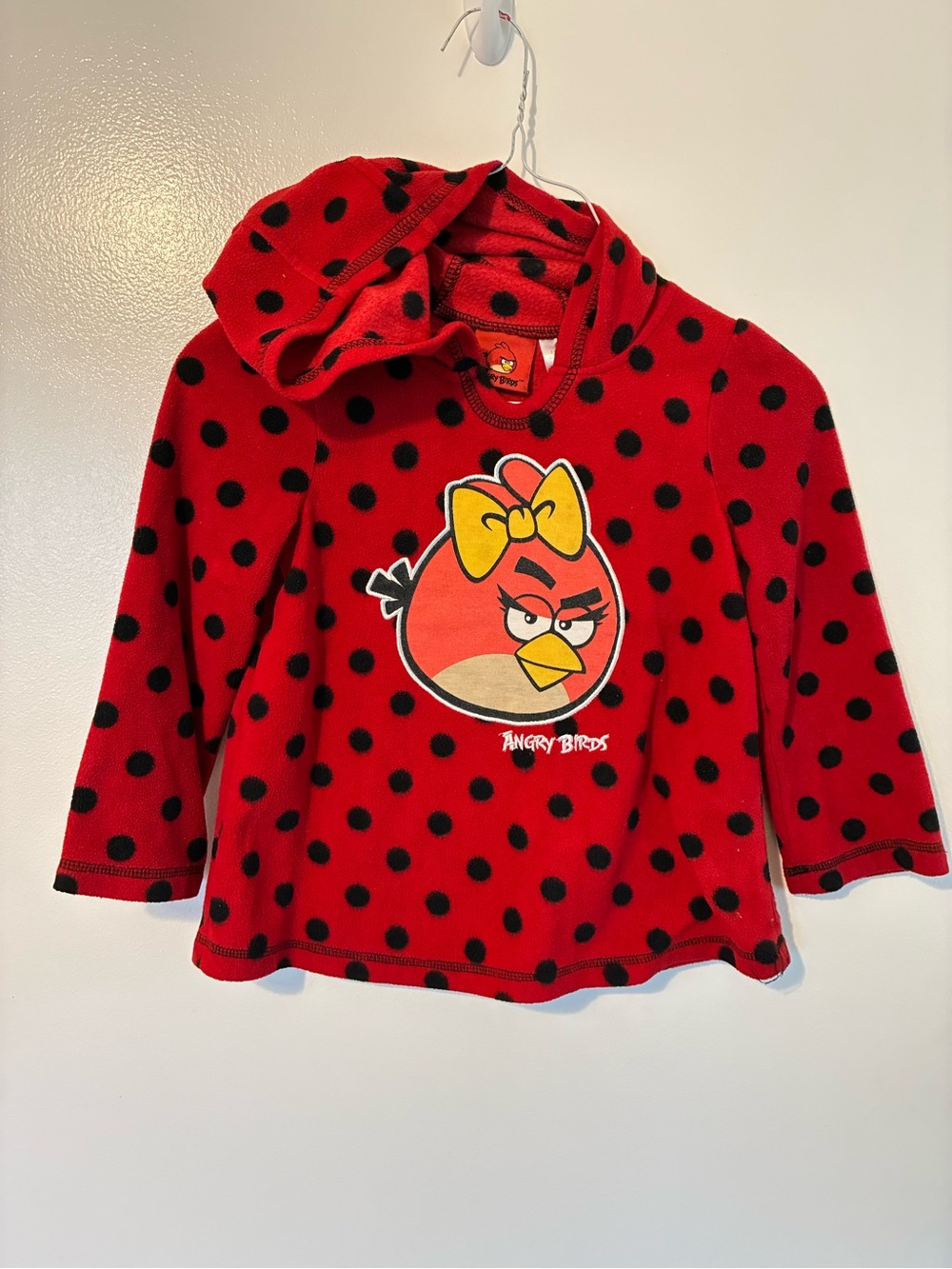 Angry Birds Red Polka Dot Hooded Kids Sweatshirt